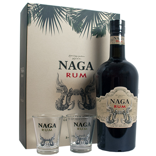 Naga Double Cask Aged Rum of Indonesia m/ 2 glasses 