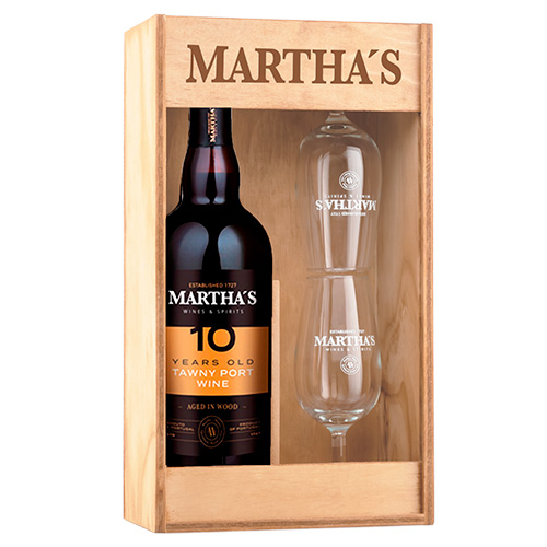 Martha's Classic 10 år Tawny Port / Trækasse / 2 Glas