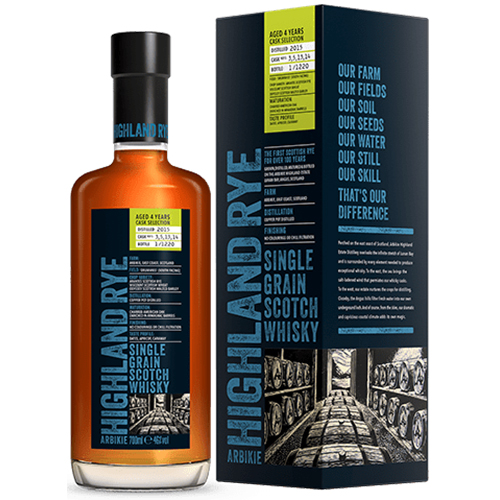 Arbikie Highland Rye Single Grain Scotch Whisky 4 år